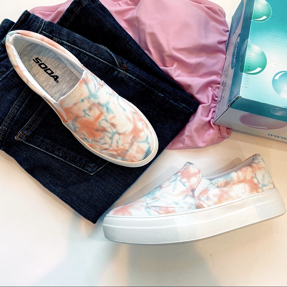 Coral tie dye platform slip on sneakers soda hike - Picture 1 of 6
